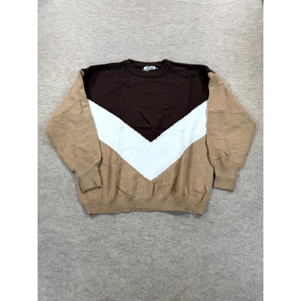 Hojudo Womens XL Multi Colorblock Chevron Crewneck Pullover Sweater Streetwear